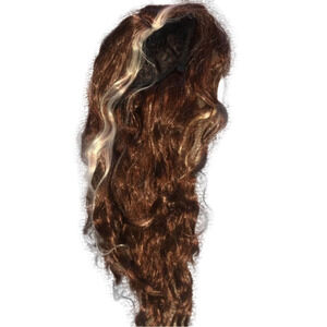 NEW Auburn Red w White Streaks Cosplay Wig Lace Inner Syntetic Adjustable 27”